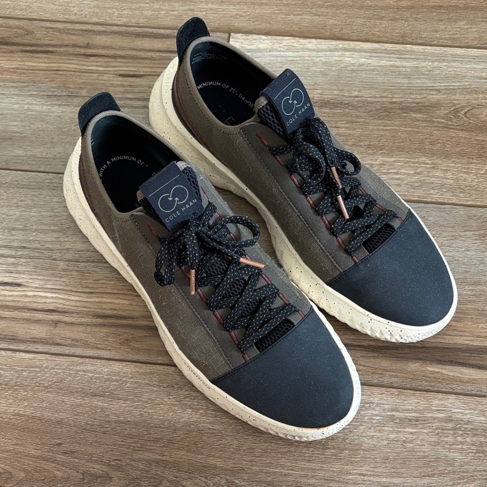 Cole Haan Men's Black and Olive Green Low-Top Sneakers - Picture 2 of 3